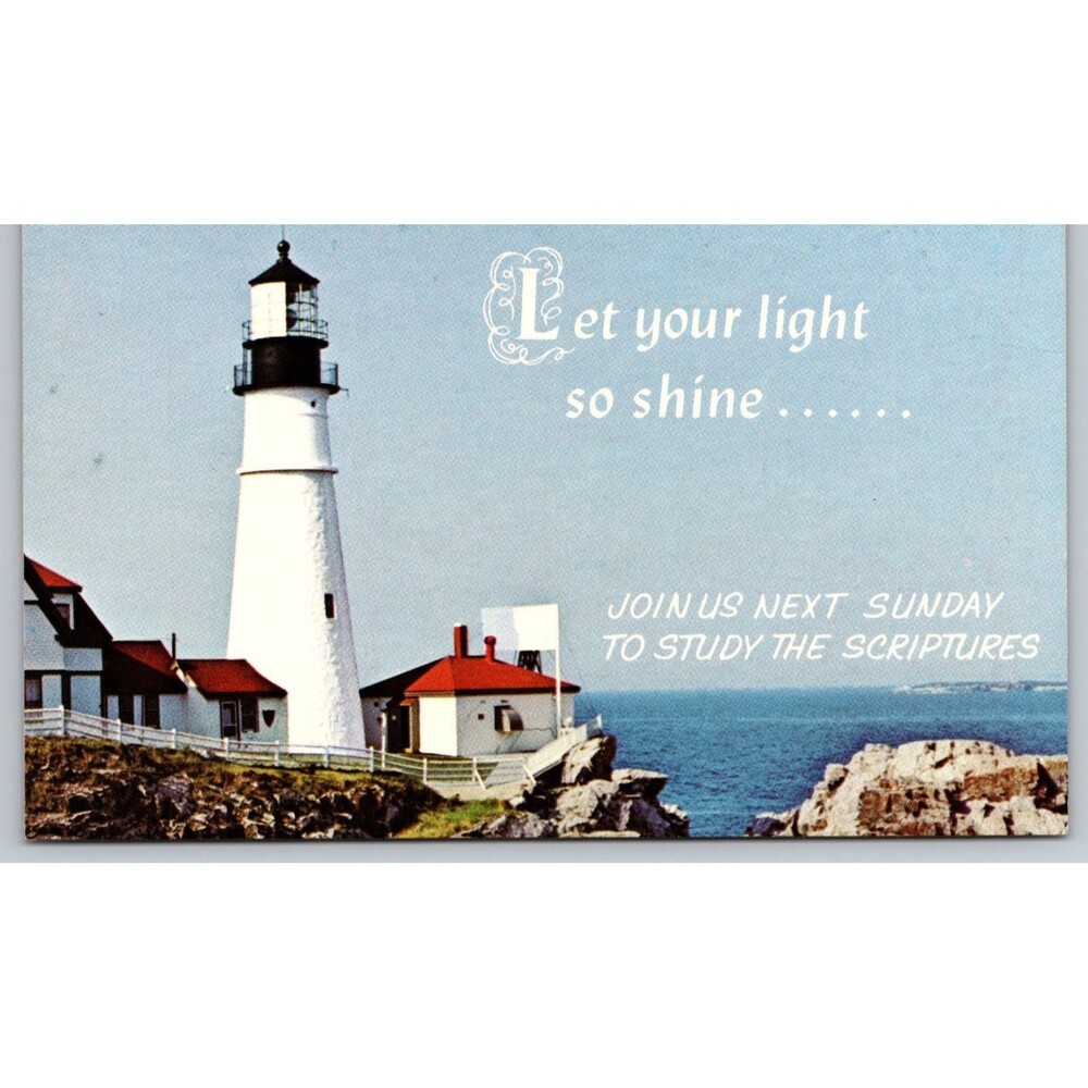 Postcard Lighthouse Let your light so shine Colossians 3:16 USA Unposted Sea